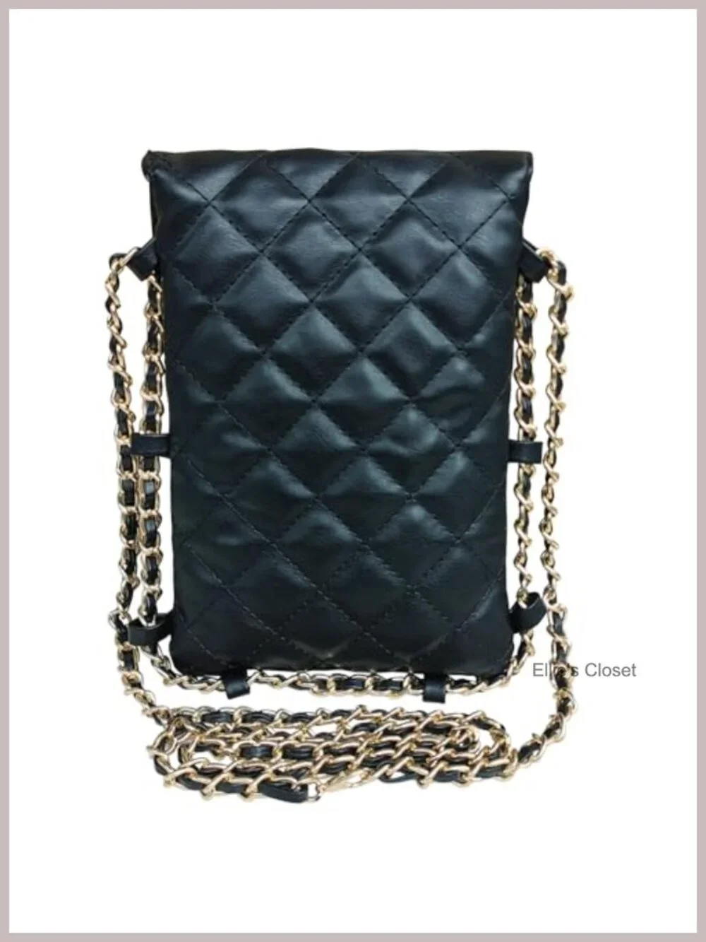 Quilted Vegan Leather Crossbody Phone Bag with Chain Strap